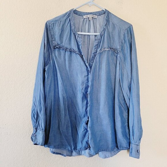 Alex & Parker Other - Alex & Parker Chambray Button Shirt Top Denim Size Xlarge Essential Tencel Blue